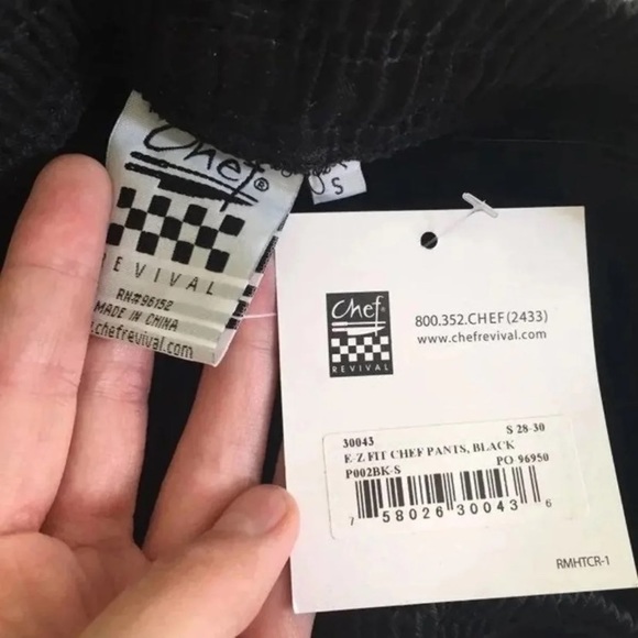 Black cook pants Size S NEW restaurant pants - Picture 4 of 4